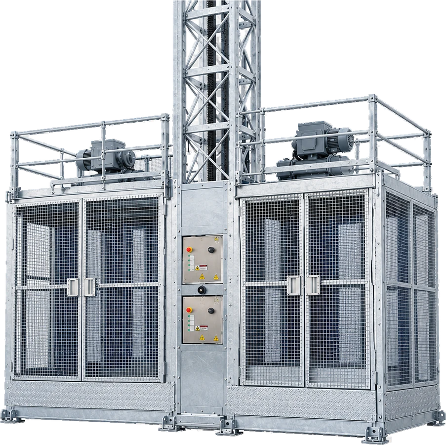 A twin-cage construction hoist
