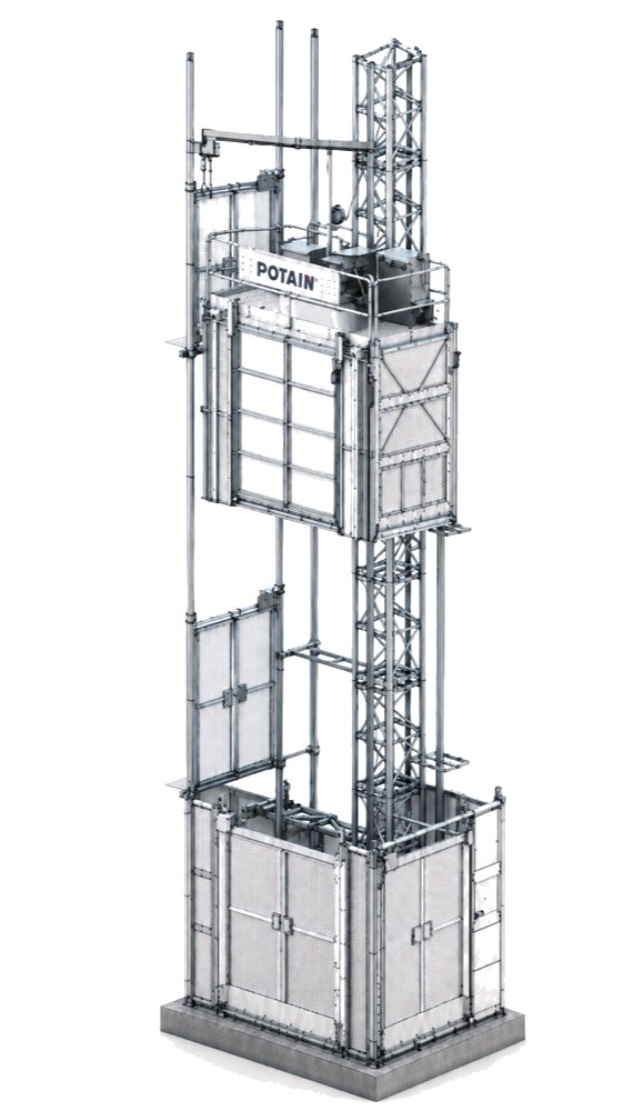 Technical drawing of the Potain SC220 construction hoist mast and cage