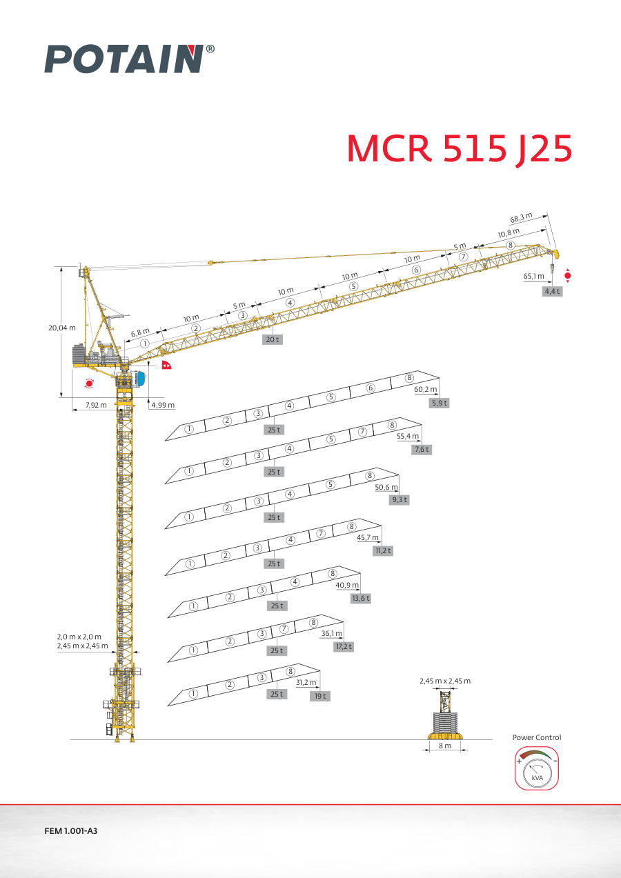 Potain datasheet drawing of the MCR515